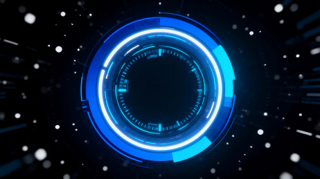 未来蓝色科技感 HUD 环形光效圆环背景