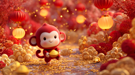 猴子手里拿着金币的图片