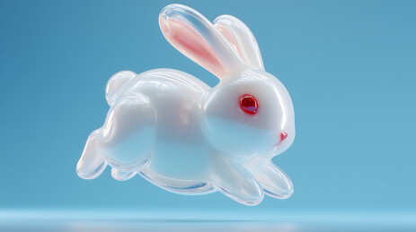 塑料兔子在空中飞翔