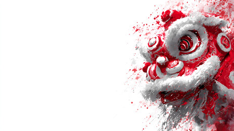 狮子的画作溅满了红色颜料