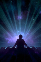 一张DJ在繁星点点的天空前的高清图片