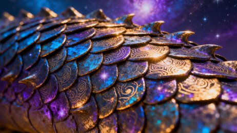 星空下的龙鳞特写