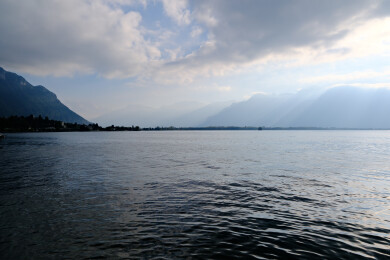 瑞士日内瓦湖湖光山色自然风光