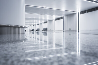 现代机场候机厅光带反射长廊