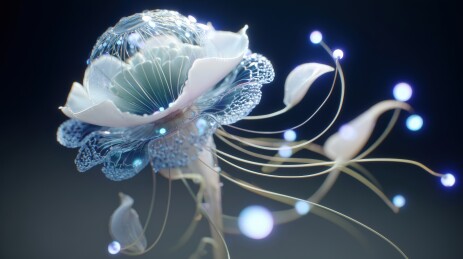 晶莹的水生动物水母3D科幻卡通立体插画