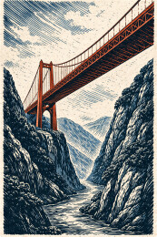 峡谷悬索桥风景