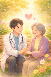 医生关怀老人健康
