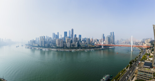重庆渝中半岛都市风光全景航拍