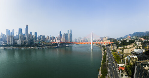 重庆长江两岸都市风光全景航拍