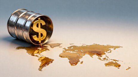 美元符号油桶泄漏世界地图