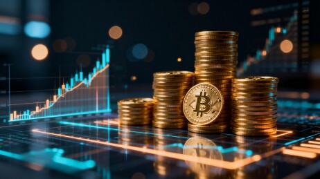 比特币堆叠与金融图表展示