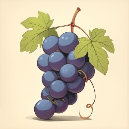 紫葡萄水果插画素材