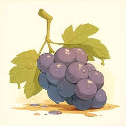 紫葡萄水果插画素材