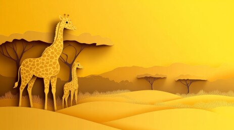 长颈鹿剪纸画