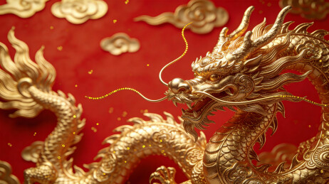 金色龙雕艺术细节特写