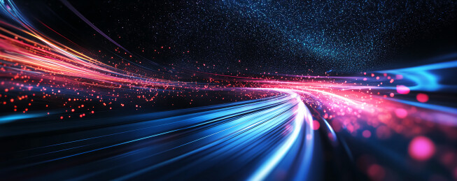 夜空穿梭的光束线科技背景