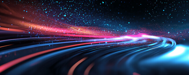 夜空穿梭的光束线科技背景