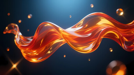 橙红液流深蓝星空