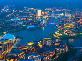 无锡夜景城市建筑群