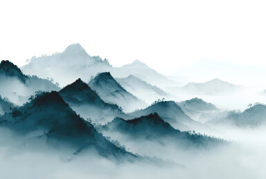 云雾缭绕的群山景观