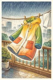 雨天阳台晾雨衣