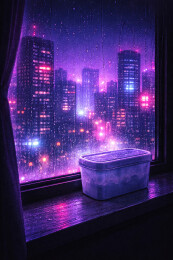 雨夜窗边的干燥剂盒