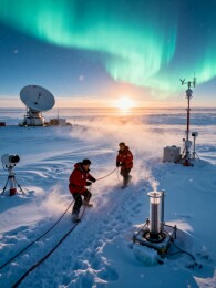 极地科考人员操作设备