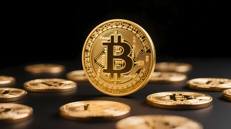 金色比特币硬币黑背景