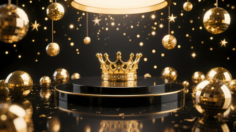 金色皇冠与环绕金球