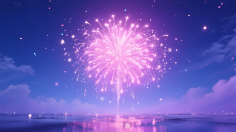 粉色紫色烟花绽放