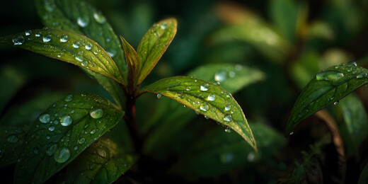春雨过后的树叶