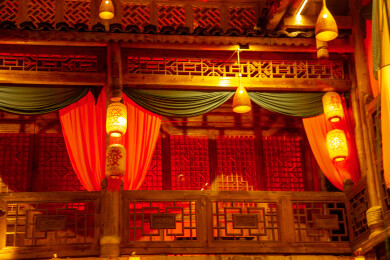 中式民族特色建筑夜景风光