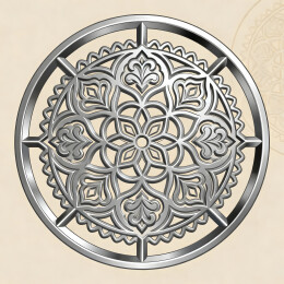 新疆银饰曼陀罗花纹圆形装饰图案