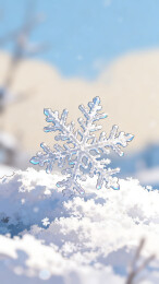 晶莹雪花静立雪堆之上