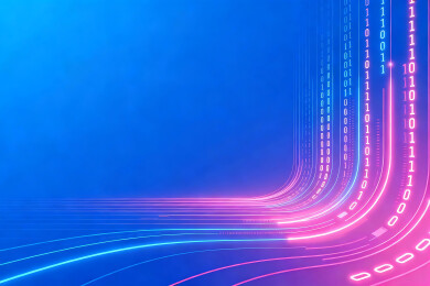 蓝粉霓虹线条二进制代码图案