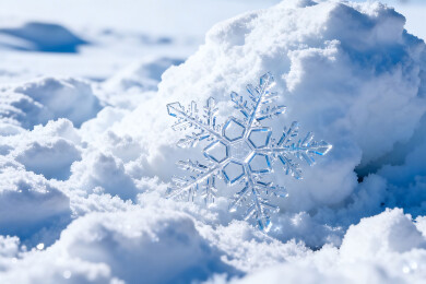 晶莹雪花静卧雪堆