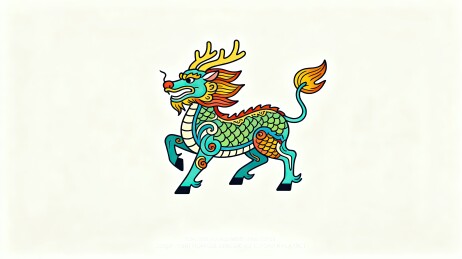 色彩斑斓的神话瑞兽图案