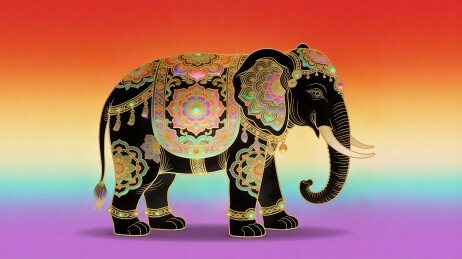 线描风格大象插画