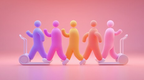 3d人物跑步机集体健身
