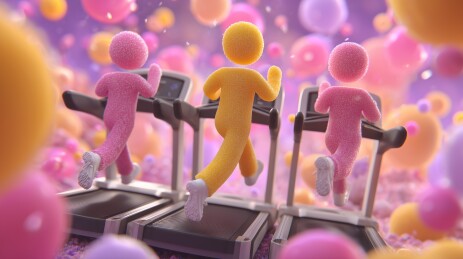 3d人物跑步机集体健身