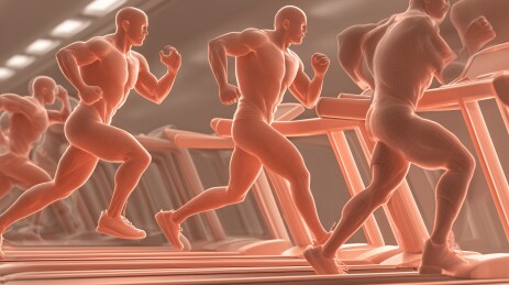 3d人物跑步机集体健身