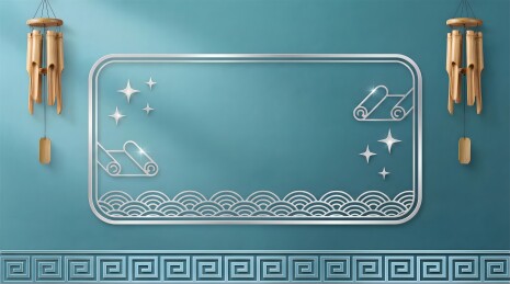 典雅古风饰框风铃背景