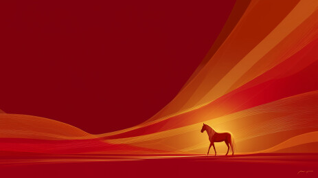 抽象金光马场景   