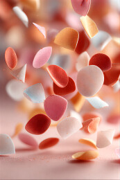 色彩斑斓的片状物体飘落