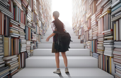 书海中的女学生背影