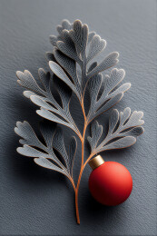 装饰枝叶与红色球形饰品