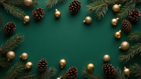 节日风松枝金球装饰