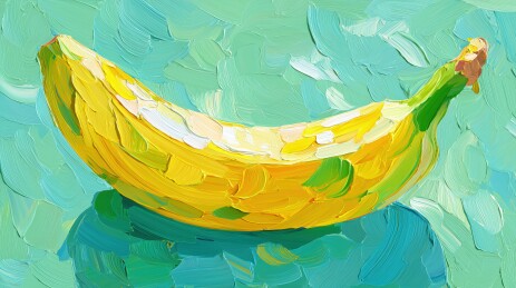 一瓣新鲜采摘的香蕉手绘油画水果插画