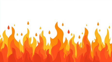 黄色火焰白背景下燃烧的红色火苗3D生活图