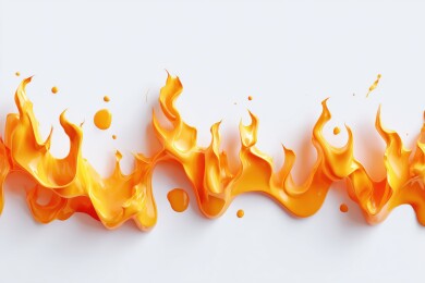 黄色火焰白背景下燃烧的红色火苗3D生活图